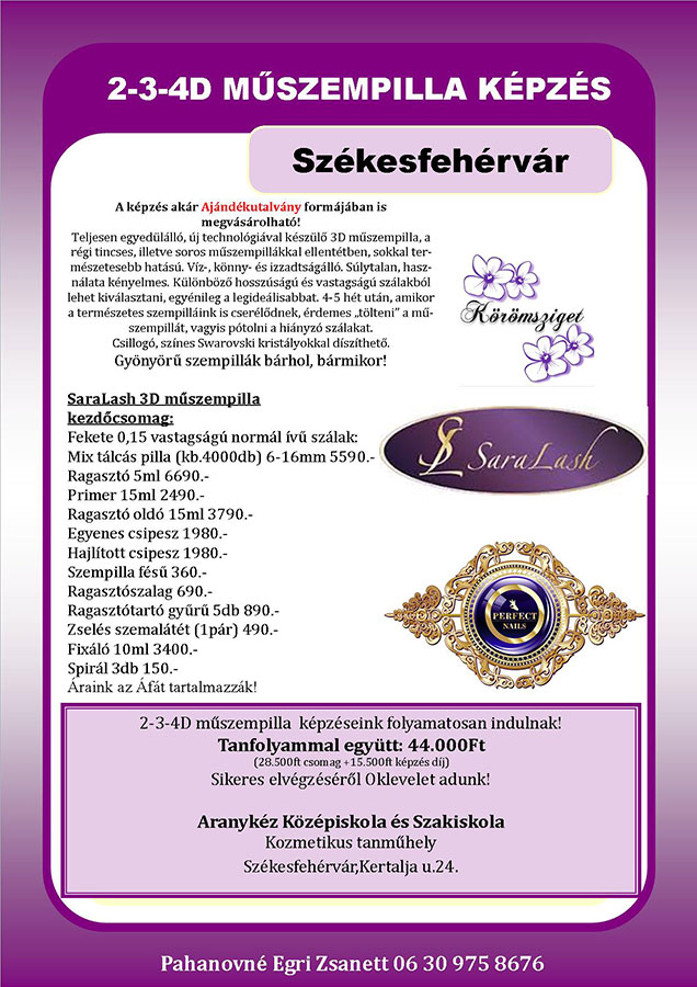 Műszempilla képzés és tanfolyam indul Székesfehérváron